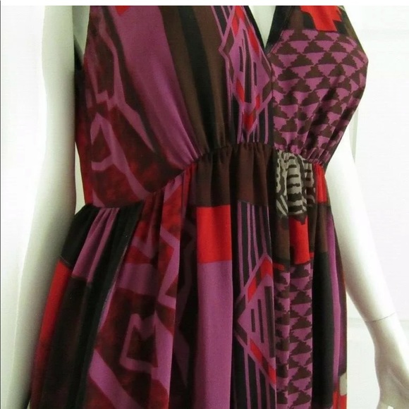 ETRO SLEEVELESS DRESS SILK VELVET VNECK 46 - Picture 2 of 10